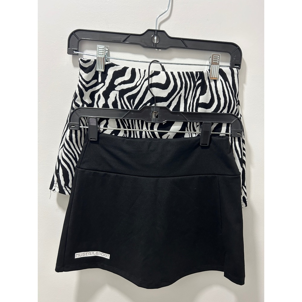 Bundle of 2 Skorts Women Small Black Musera & Zebra Print Athletic Tennis Skort